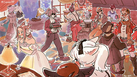 by @risadraws.bsky.social during CanvasAP featuring other attendees